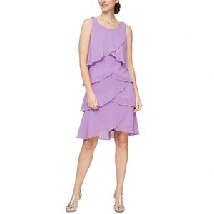SI Fashions Tiered Chiffon Dress Party Formal Ruffled Sleeveless
Purple …